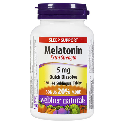 Webber Naturals Sleep Support Melatonin Extra Strength 5 mg 144 Tablets
