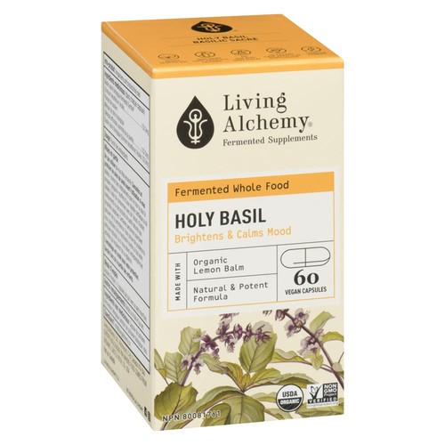 Living Alchemy Organic Fermented Supplements Holy Basil Vegan Capsules 60 Count