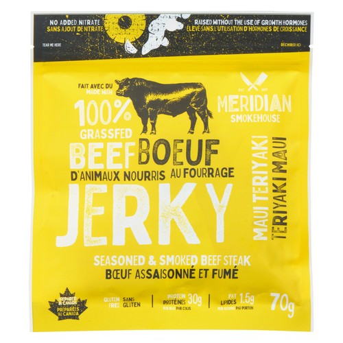 Meridian Smokehouse Jerky Seasoned & Smoked Beef Steak Maui Teriyaki 70 g