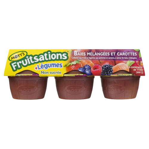 Mott's Fruitsations +Veggies Cups Unsweetened Mixed Berry Carrot 6 x 111 g