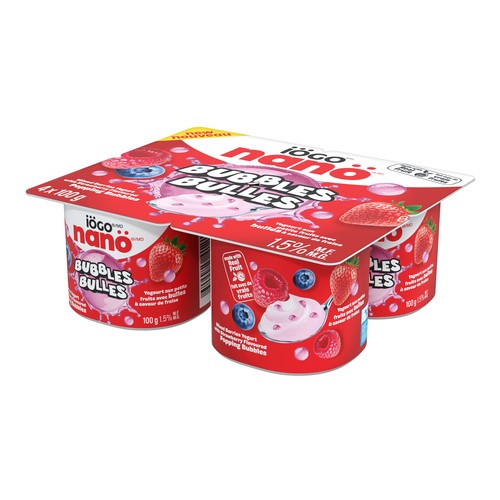 iÖGO nanö Bubbles 1.5% Yogurt Mixed Berries 4 x 100 g