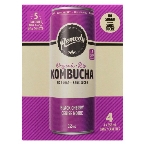 Remedy Organic Kombucha Black Cherry 4 x 355 ml (cans)