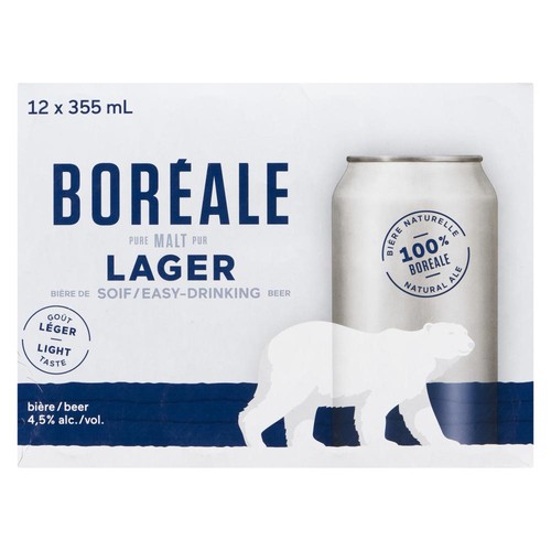 Boreale Lager Beer 4.5% Alcohol 12 x 355 ml (cans)