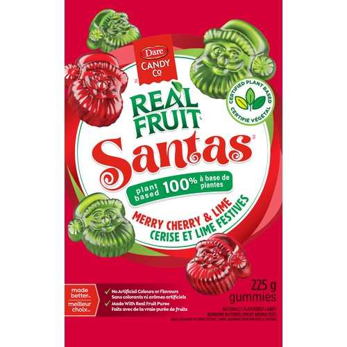 Dare Real Fruit Plant Based Santas Gummies Merry Cherry & Lime 225 g