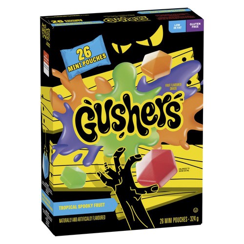 General Mills Gushers Fruit Flavoured Snacks Tropical Spooky Fruit 26 Mini Pouches 324 g
