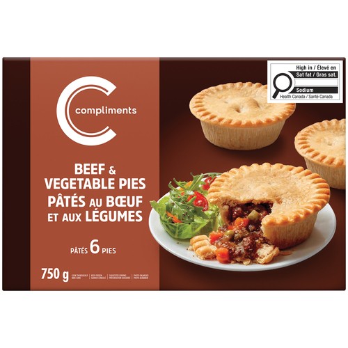 Compliments Frozen Pot Pie Beef & Vegetable 750 g