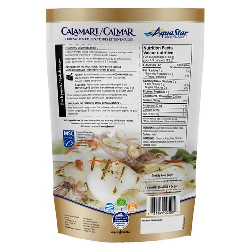 Aqua Star Frozen Squid Tubes & Tentacles 340 g