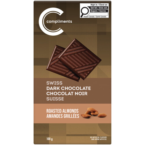 Compliments Swiss Dark Chocolate Roasted Almonds 100 g