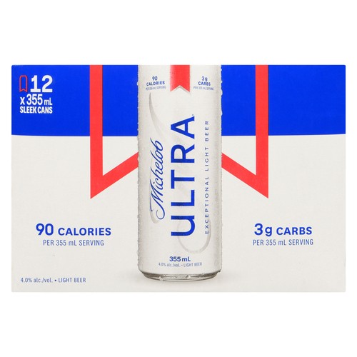 Michelob Ultra Beer 4% Alcohol 12 x 355 ml (cans)