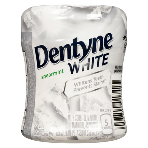 Dentyne Sugar Free Gum Spearmint White Bottle 60 EA