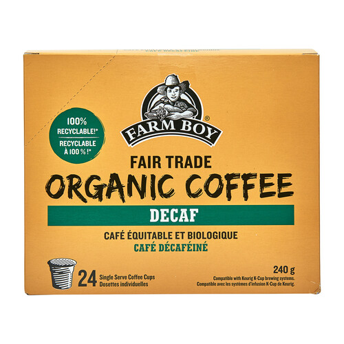 Farm Boy Organic Coffee Decaf 24 K-Cups 240 g