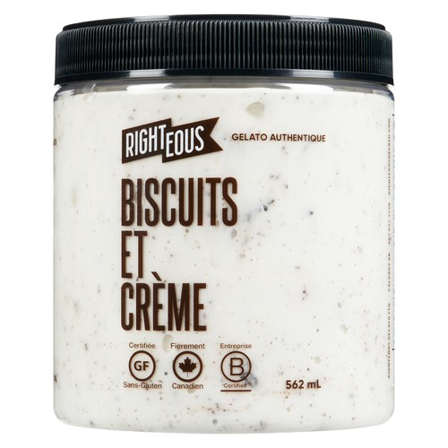 Righteous Gelato Gluten-Free Gelato Cookies And Cream 562 ml