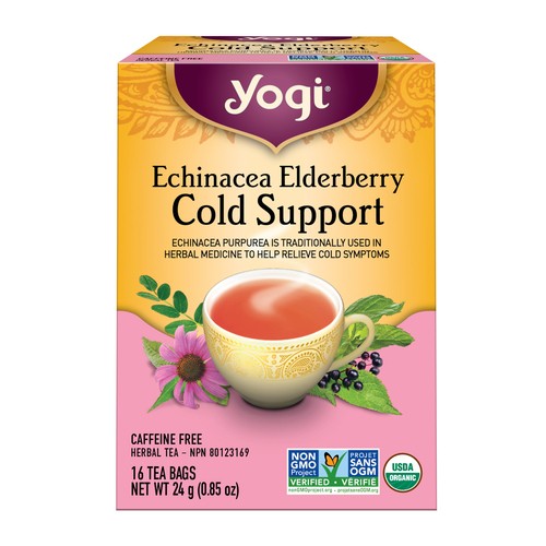 Yogi Herbal Tea Echinacea Elderberry Cold Support 16 Tea Bags 24 g