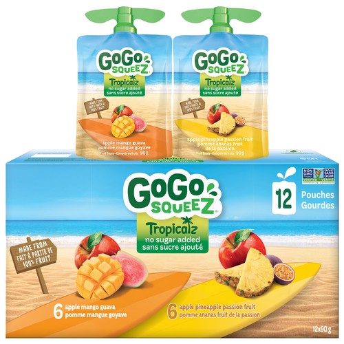 GoGo Squeez Fruit Sauce Snack Pouches No Sugar Added Variety Pack 12 x 90 g