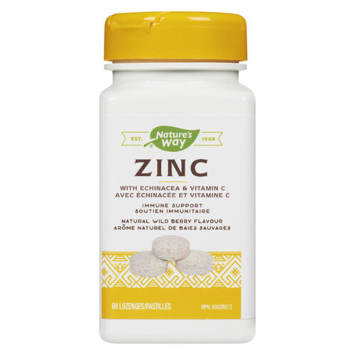 Nature's Way Zinc With Echinacea & Vitamin C Lozenges Wild Berry 60 Count