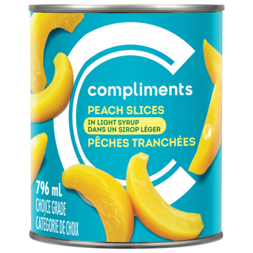 Compliments Canned Peach Slices In Light Syrup 796 ml