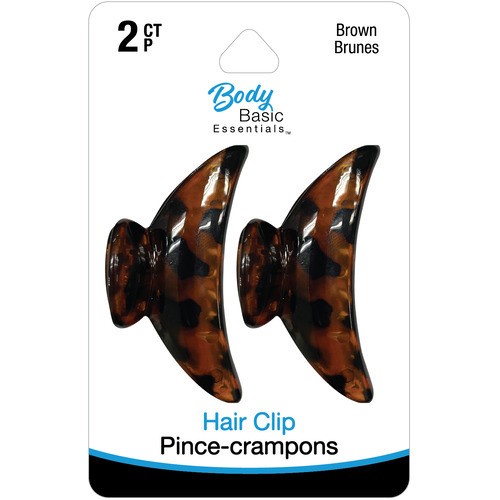 Body Basic Essentials Hair Clips Brown Medium 2 EA