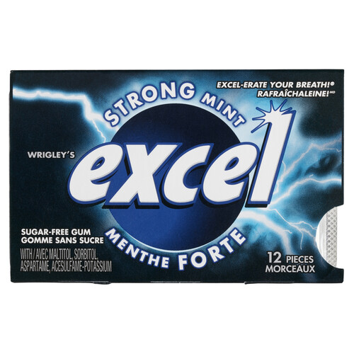 Excel Sugar Free Chewing Gum Strong Mint 12 Pieces 1 Pack