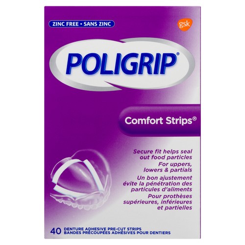 Poligrip Zinc Free Formula Comfort Strips 40 EA
