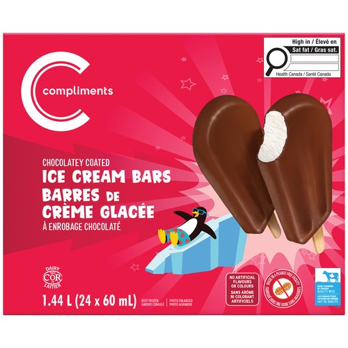 Compliments Ice Cream Bars Chocolatey Coated 24 x 60 ml