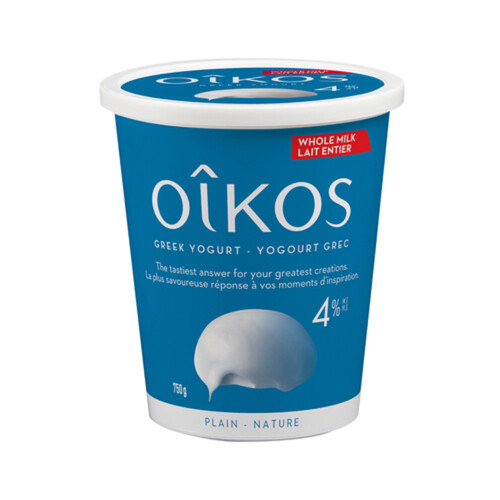 Oikos 4% Greek Yogurt Whole Milk Plain 750 g