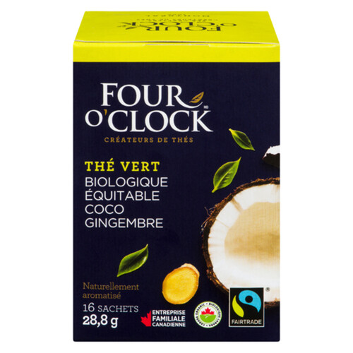 Four O'Clock Organic Green Tea Coconut Ginger 16 EA 