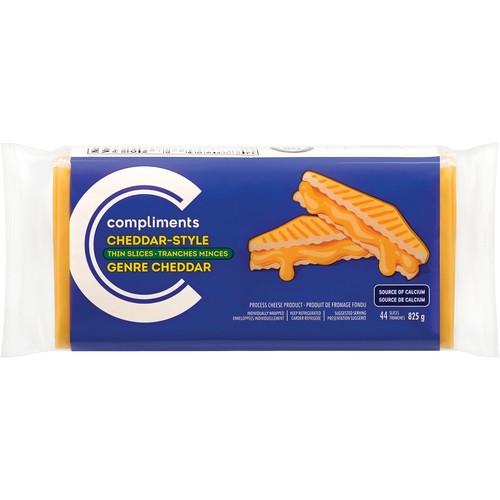 Compliments Thin Sliced Cheese Cheddar 44 Slices 825 g