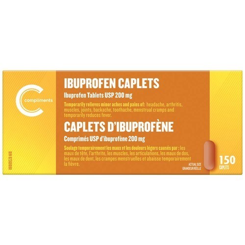 Compliments Ibuprofène Caplets 200 mg 150 Tablets