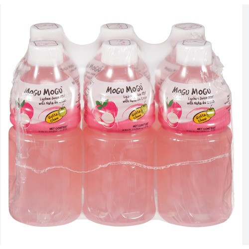 Mogu Mogu Lychee Juice With Nata De Coco 6 x 320 ml (bottles)