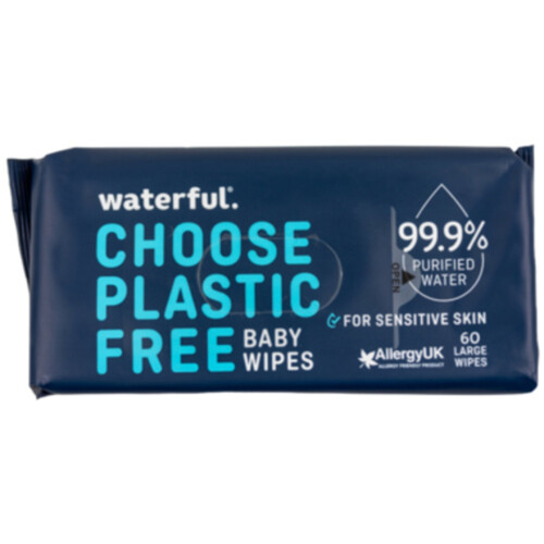 Waterful Baby Wipes Plastic Free 60 Count