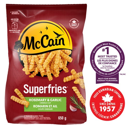McCain Frozen Superfries Crinkle Cut Rosemary & Garlic 650 g