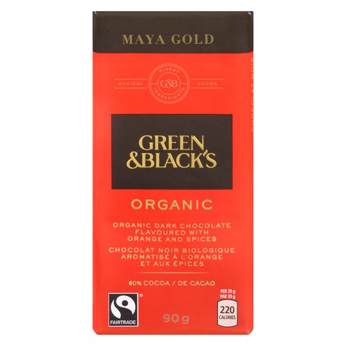 Green & Black's Organic Chocolate Bar 60% Dark Chocolate With Orange And Spices 90 g