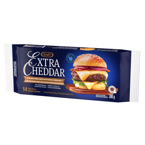 Kraft Sliced Process Cheese Extra Cheddar 14 Slices 390 g