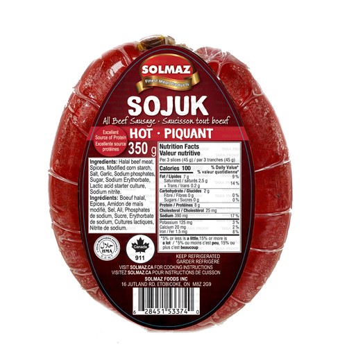 Solmaz Sojuk Beef Sausage Hot 350 g