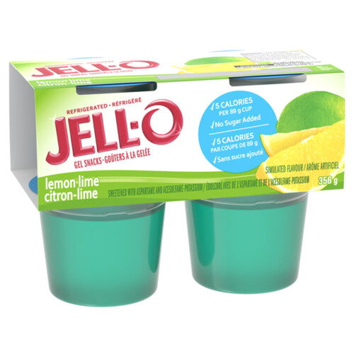 Jell-O Refrigerated Gelatin Snacks Lemon Lime 4 x 89 g