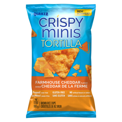 Quaker Crispy Minis Tortilla Rice Chips Farmhouse Cheddar 100 g