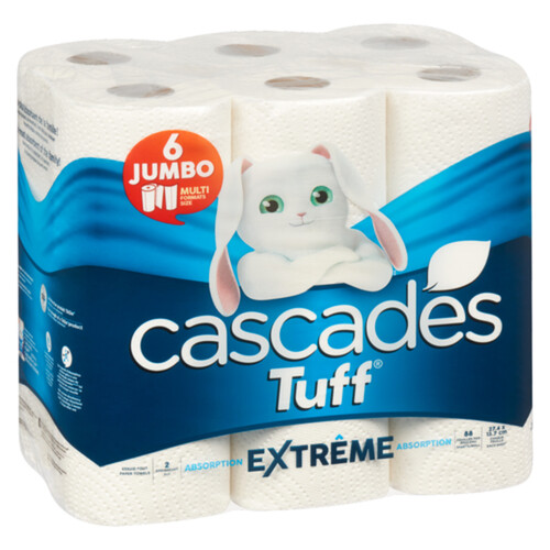 Cascades Tuff Paper Towels Extreme Jumbo 6 x 88 Sheets Rolls