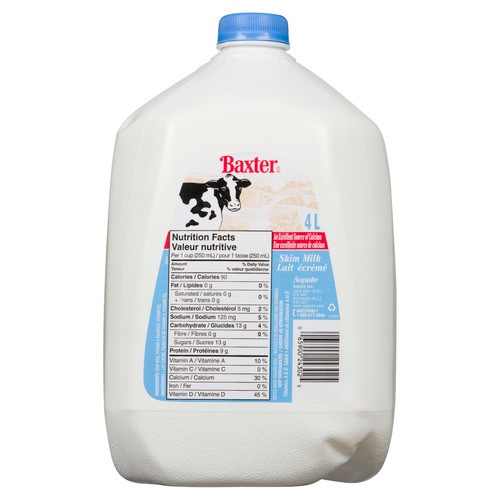 Baxter Skim Milk Jug 4 L