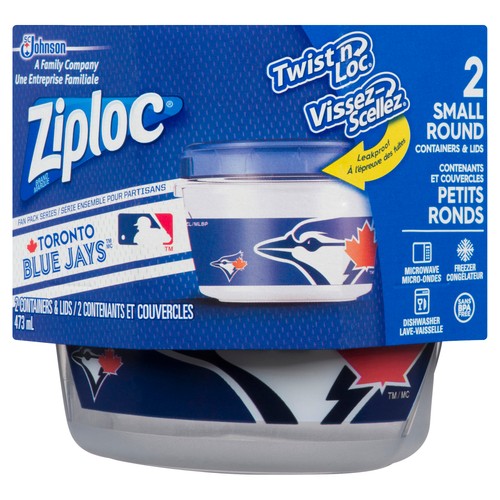 Ziploc Twist ‘n Loc Round Food Storage Containers Small Toronto Blue Jays 2 ea