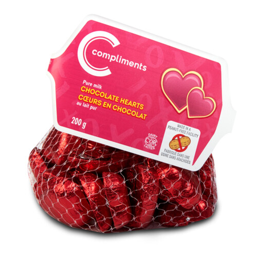 Compliments Solid Milk Chocolate Hearts 200 g