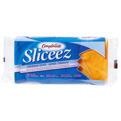 Compliments Thin Sliced Cheese Light Cheddar 24 Slices 450 g