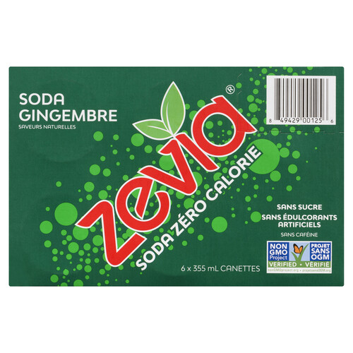 Zevia Soft Drink Ginger Ale 6 x 355 ml (cans)