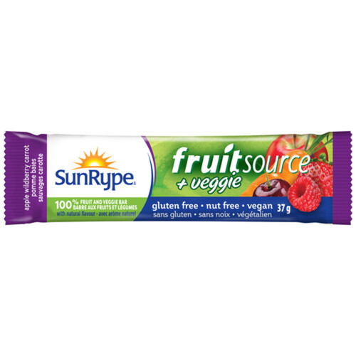 SunRype Fruitsource 100% Fruit and Veggie Bar Apple Wildberry Carrot 37 g