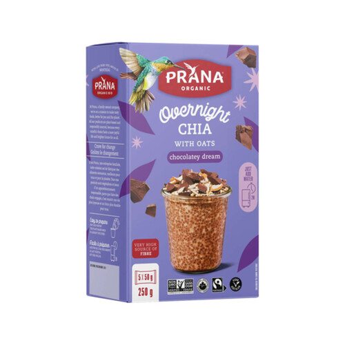 Prana Organic Gluten-Free Overnight Chia Oat & Chia Mix Dreamy Chocolate 250 g