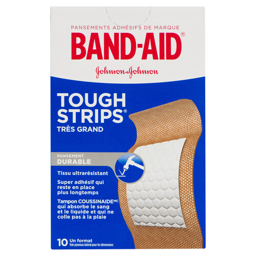 Band-Aid Tough Strips Extra Large Bandages All One Size 10 EA