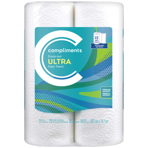 Compliments Paper Towel Ultra 2-Ply 2 Rolls x 72 Sheets
