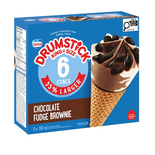 Nestlé Drumstick Frozen Dessert Cones King Size Chocolate Fudge Brownie 6 x 180 ml