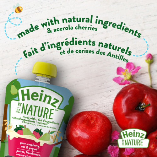 Heinz by Nature Organic Baby Food Pear Raspberry Oat & Yogurt Purée 128 ml