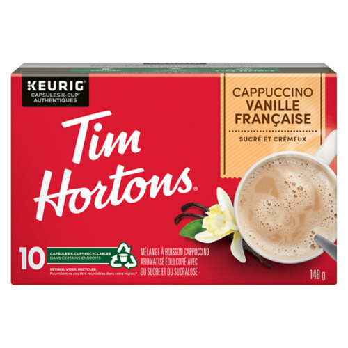 Tim Hortons Coffee Pods Cappuccino French Vanilla 10 K-Cups 148 g