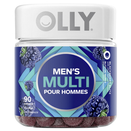 OLLY Men's Multivitamin Gummy Supplement Blackberry Blitz 90 Count